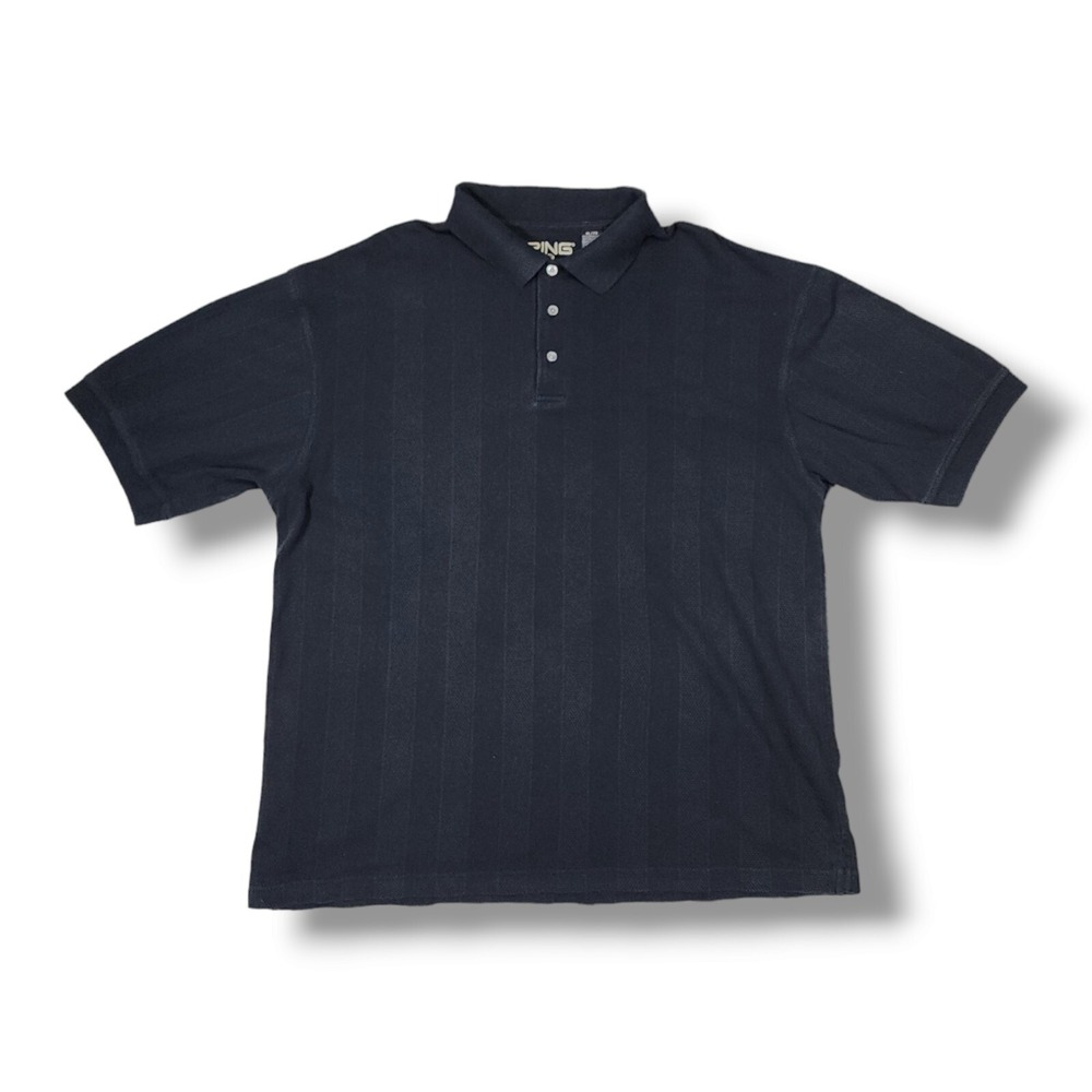 Ping Golf Polo Short Sleeve Pullover 1/4 Button Black Shirt Men's Size XL‎